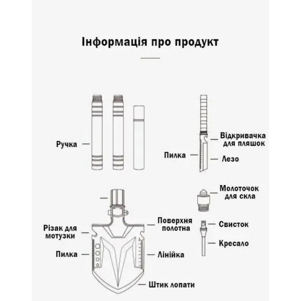 Фото - Лопата туристична Naturehike Multifunctional outdoor shovel NH20GJ002 (6927595761847)